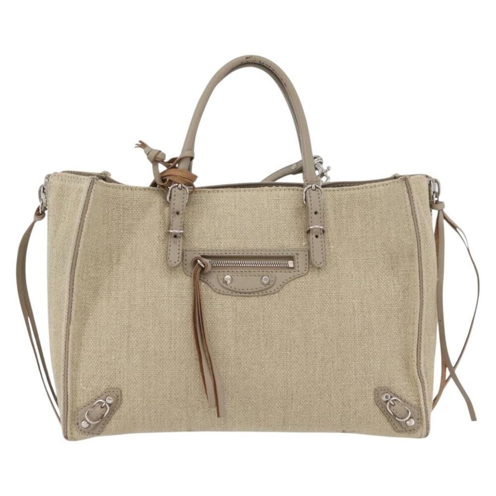 Balenciaga Canvas Paper A 6 Zip Around Bag Beige